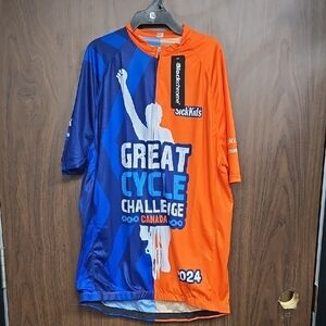 Blackchrome Size 2XL Orange and Blue Bicycle Racing Sick Kids 2024 Riding Shirt